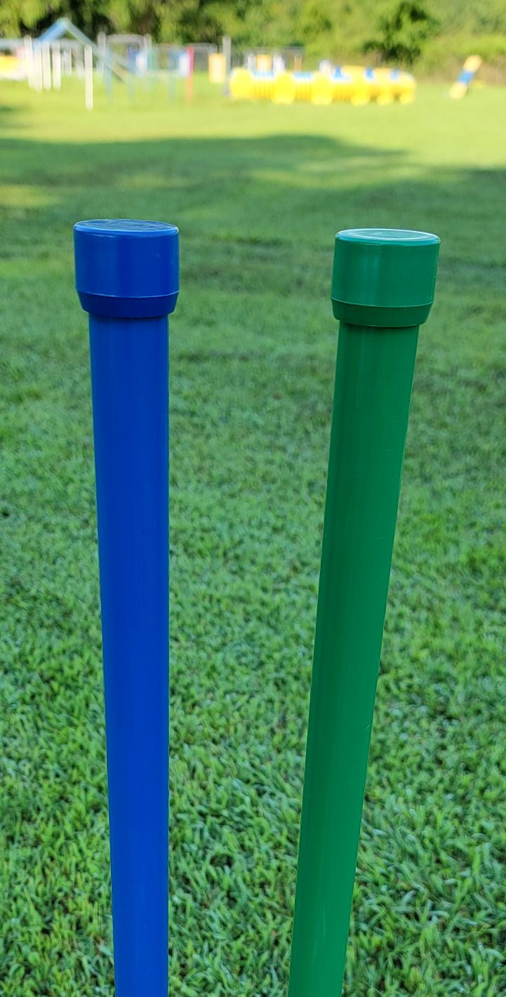 Solid color PVC poles with matching caps