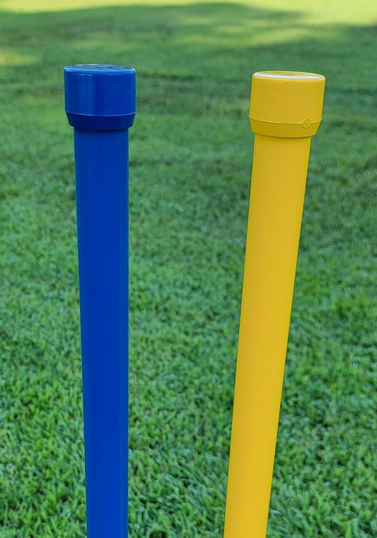 Solid color PVC poles with matching caps