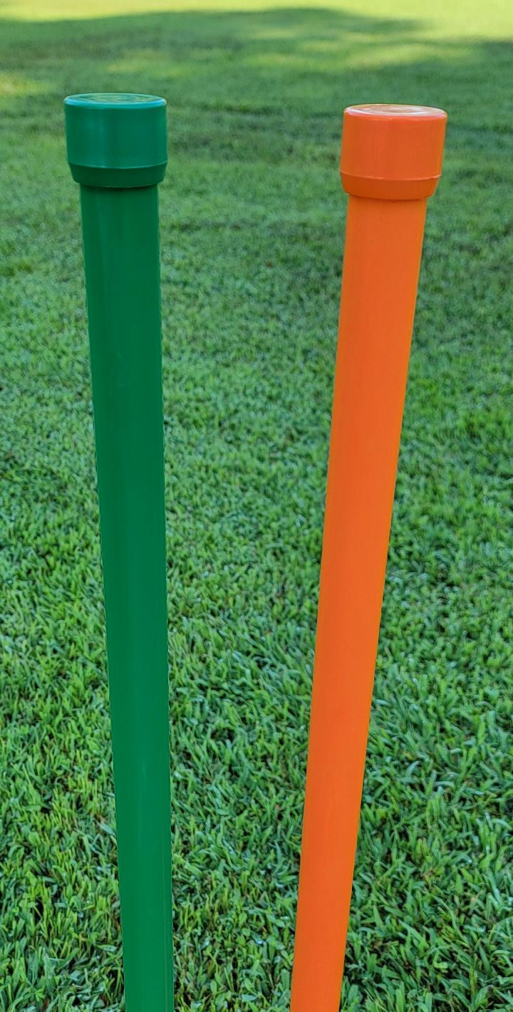 Solid color PVC poles with matching caps