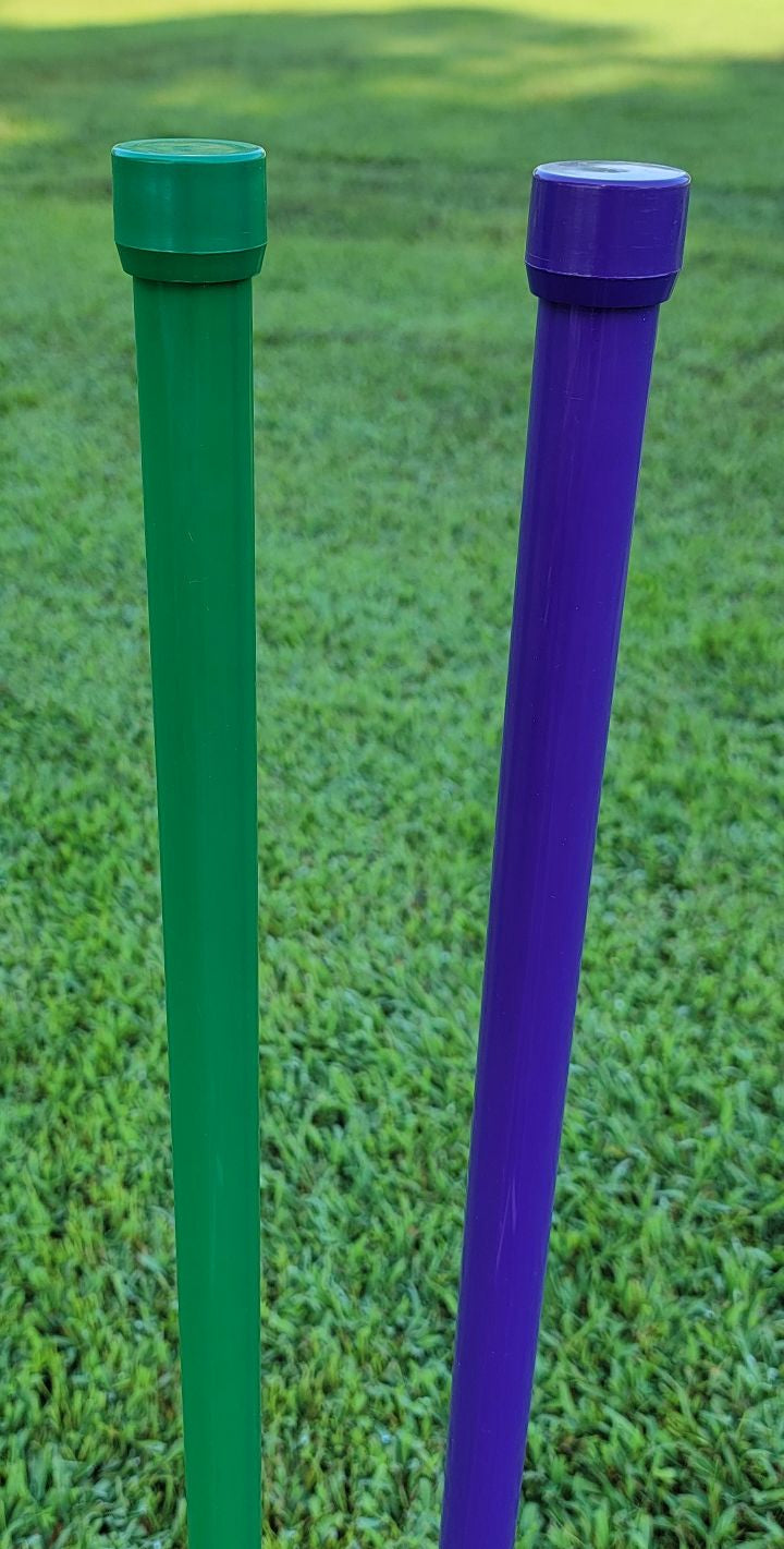 Solid color PVC poles with matching caps