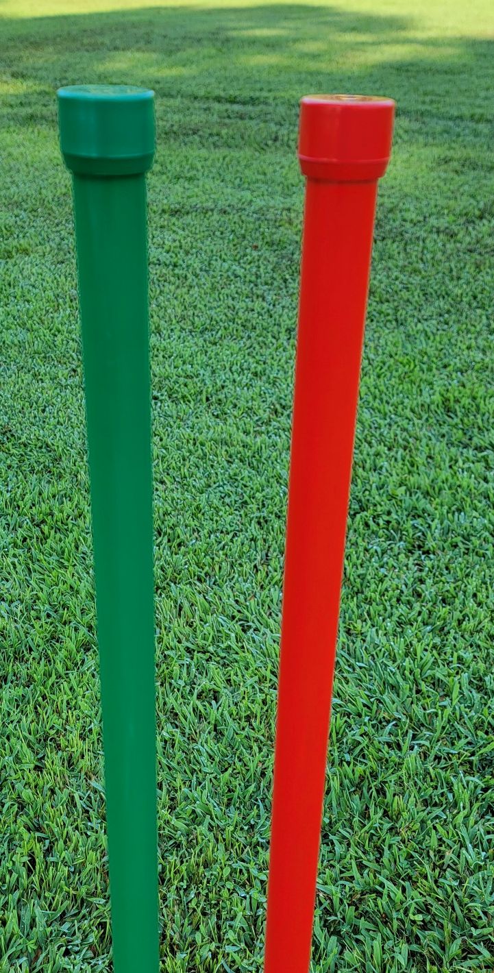 Solid color PVC poles with matching caps