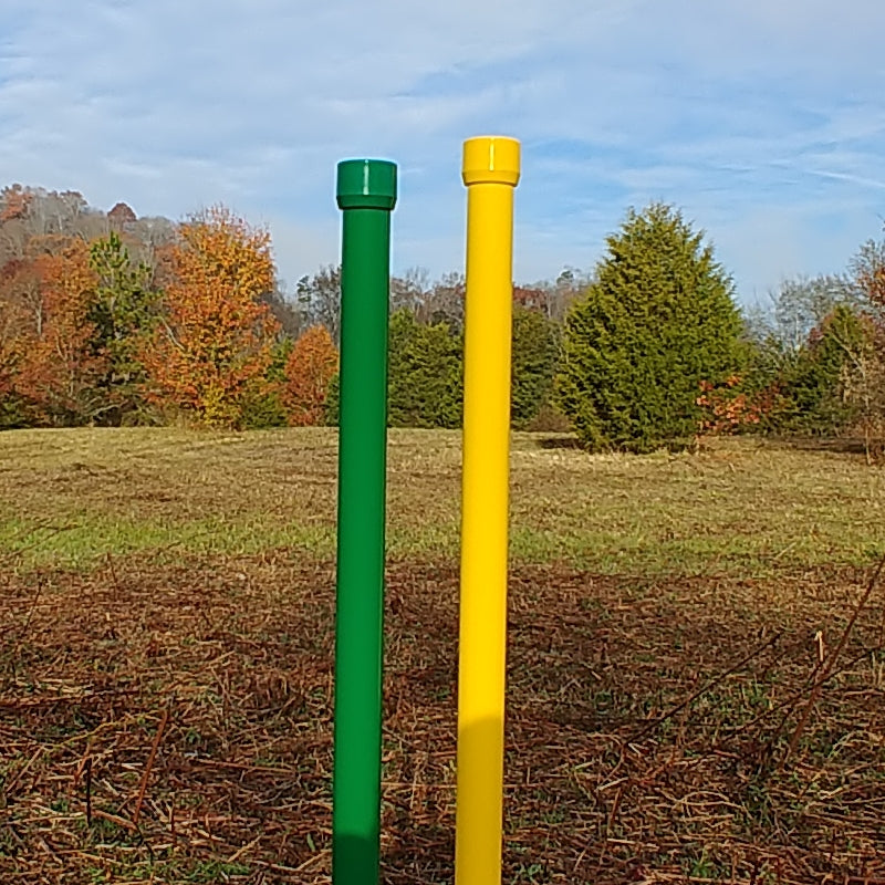 Colored weave poles, matching caps (12)