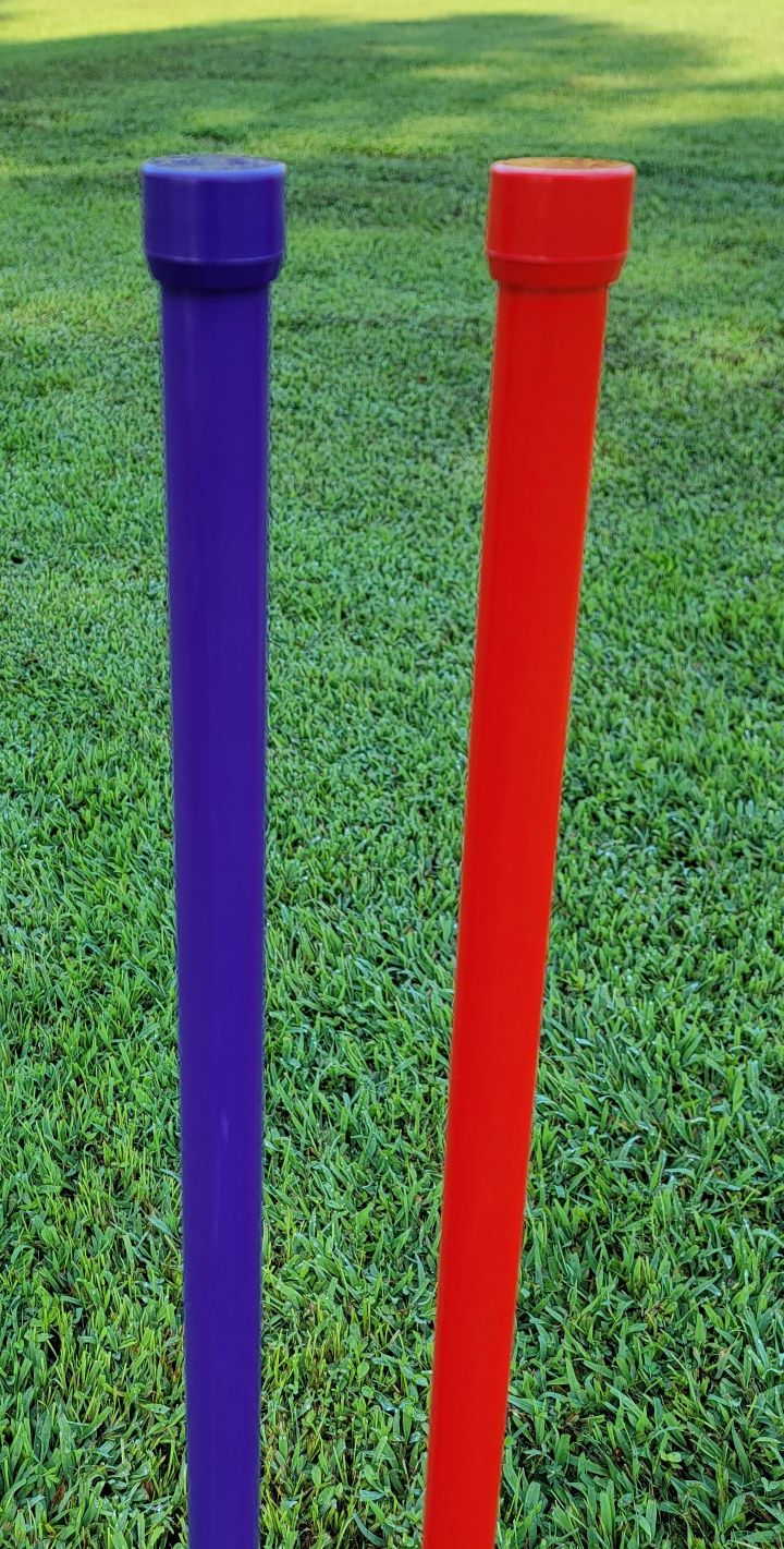 Solid color PVC poles with matching caps