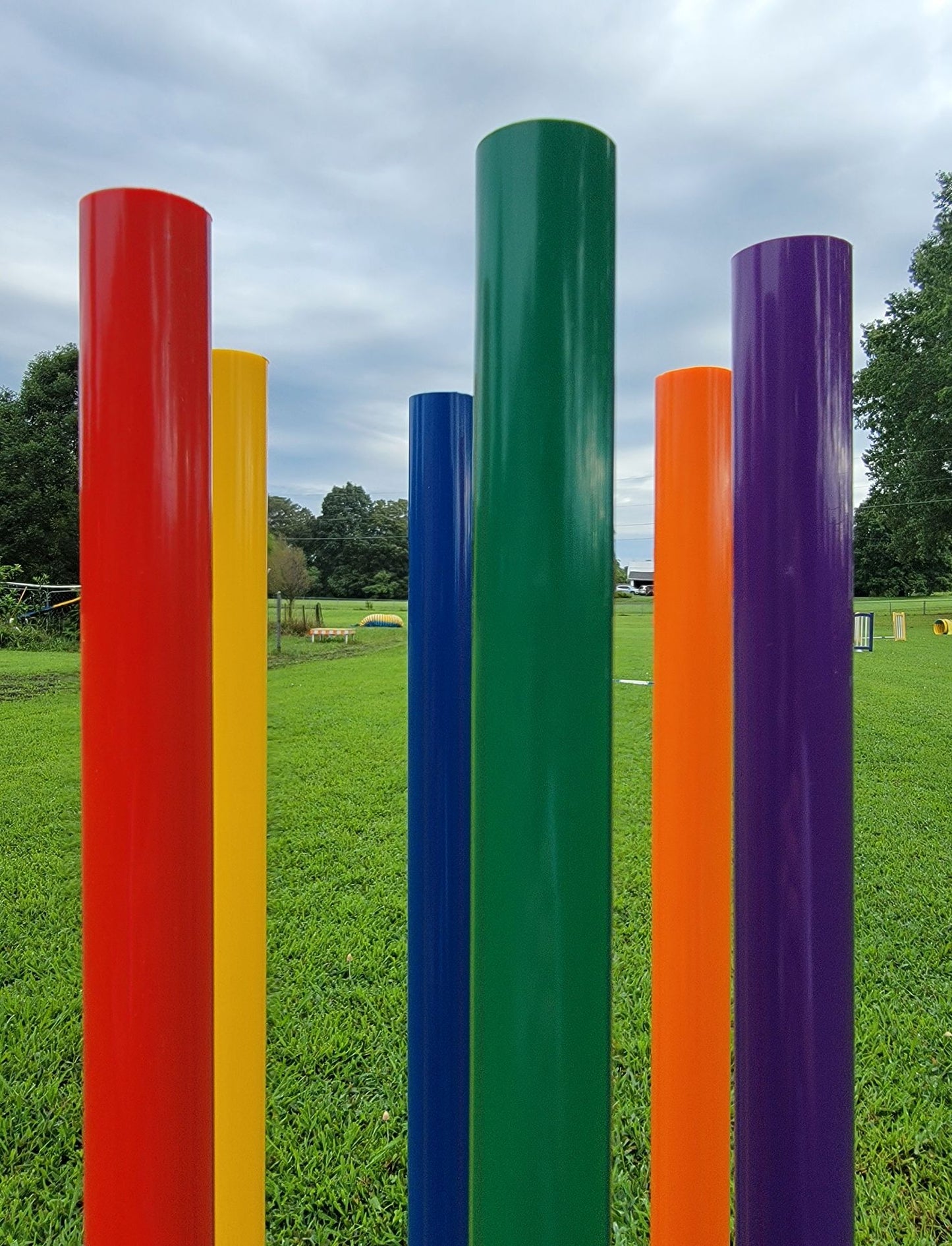 Solid color PVC poles with no caps