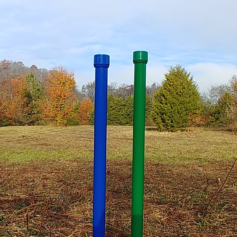 Colored weave pole pairs, matching caps