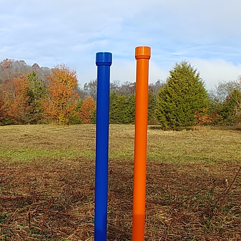 Colored weave pole pairs, matching caps