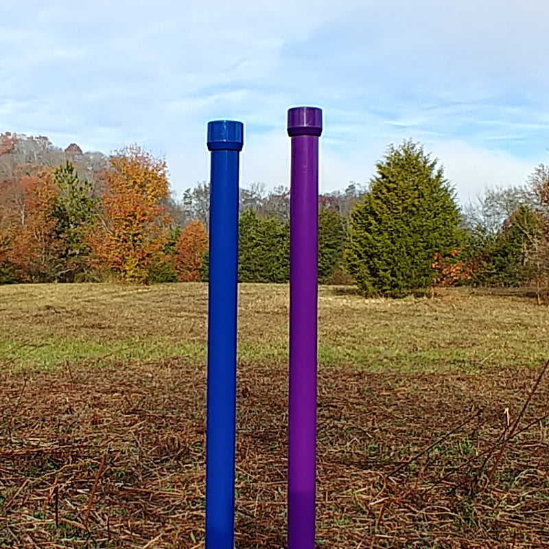Colored weave pole pairs, matching caps