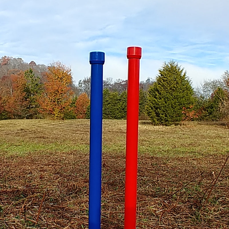 Colored weave pole pairs, matching caps