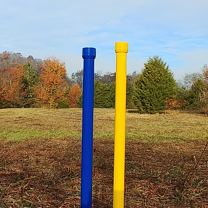 Colored weave pole pairs, matching caps