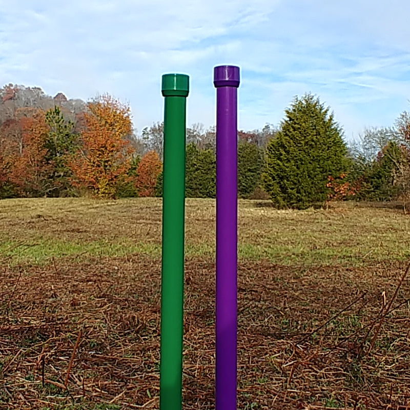 Colored weave pole pairs, matching caps