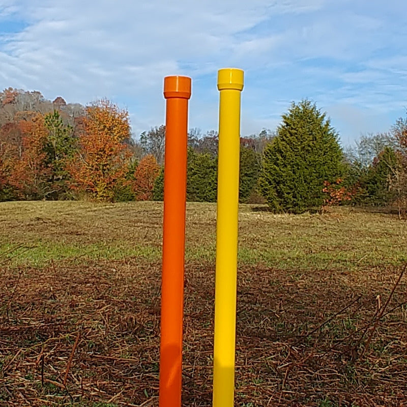 Colored weave pole pairs, matching caps