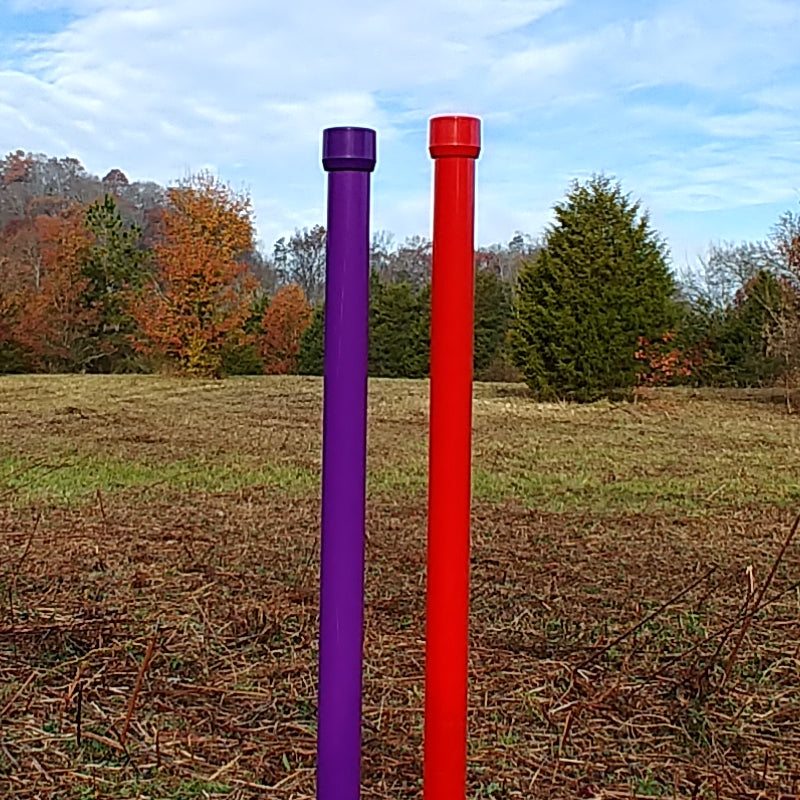 Colored weave pole pairs, matching caps