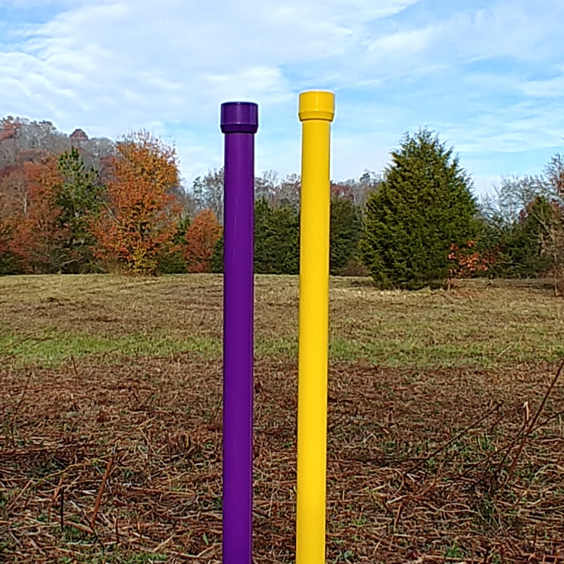 Colored weave poles, matching caps (12)