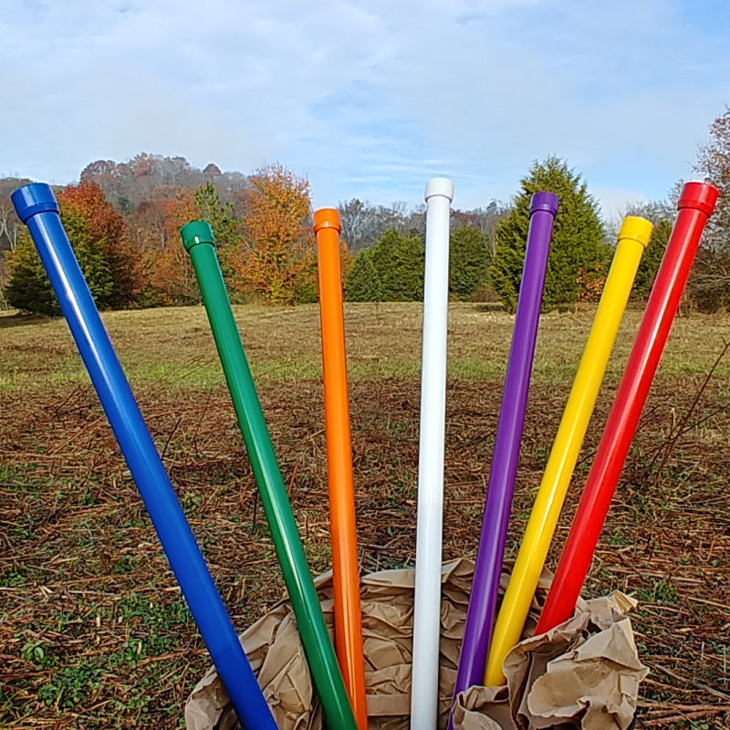 Colored weave pole pairs, matching caps