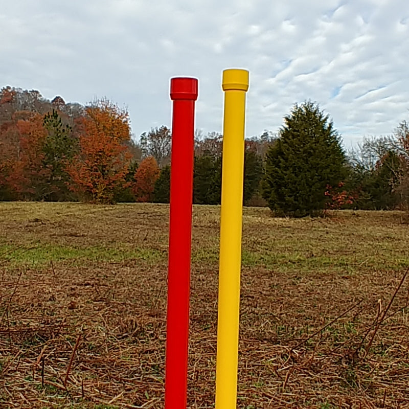 Colored weave poles, matching caps (12)